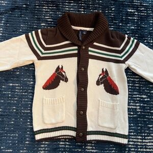 Janie & Jack Horse Shawl Collar Cardigan Size 6